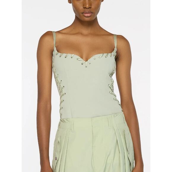 Paris Georgia Eyelet Heart Singlet Tank Top in Dune S - Picture 1 of 7